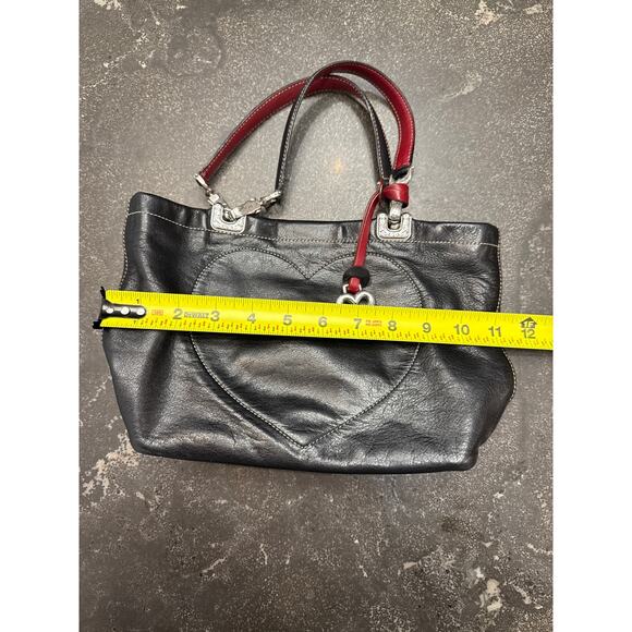 Brighton Black Leather Small Jodi Reversible Tote Handbag, heart stitch design - Picture 11 of 13